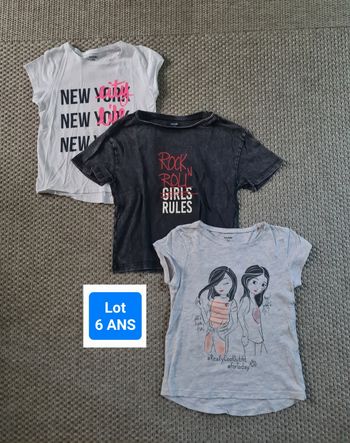 Lot de 3 t-shirts imprimés manches courtes fille - 6 ans