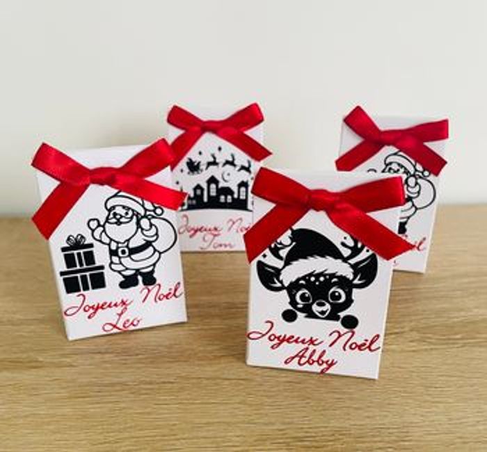 Boîte/pochon de chocolats de Noël pour vos invités | boîte cadeau