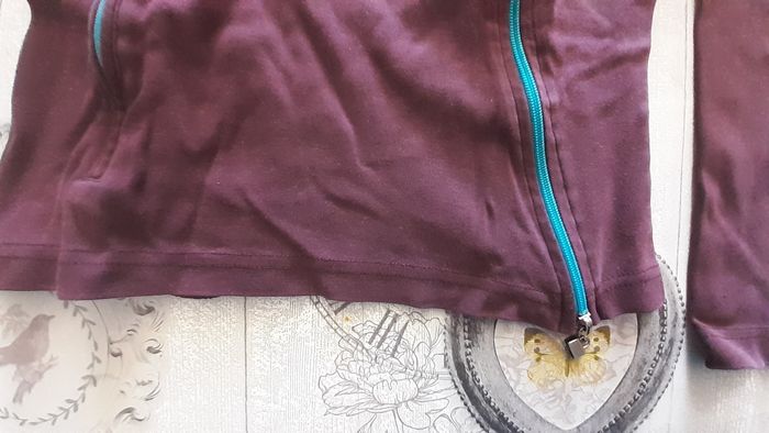 Veste jogging prune et turquoise - photo numéro 4