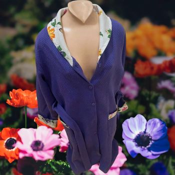 Peignoirs violet/blanc/fleuris - Taille XL/42