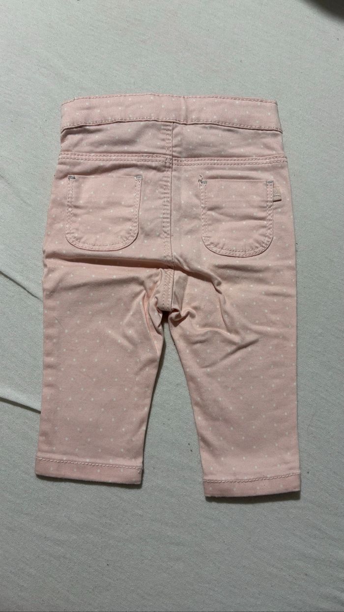🌸 Pantalon rose à pois blancs – Obaïbi – 3 mois - photo numéro 2