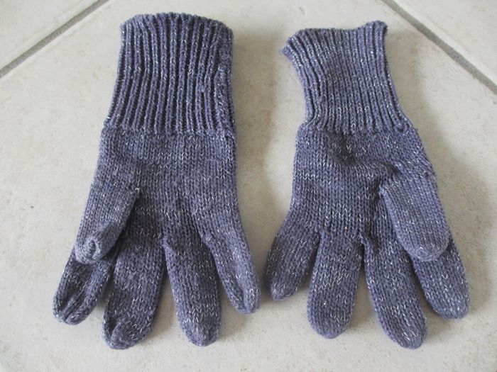Gants en laine violet grisé avec fil argenté fille 6/8 ans