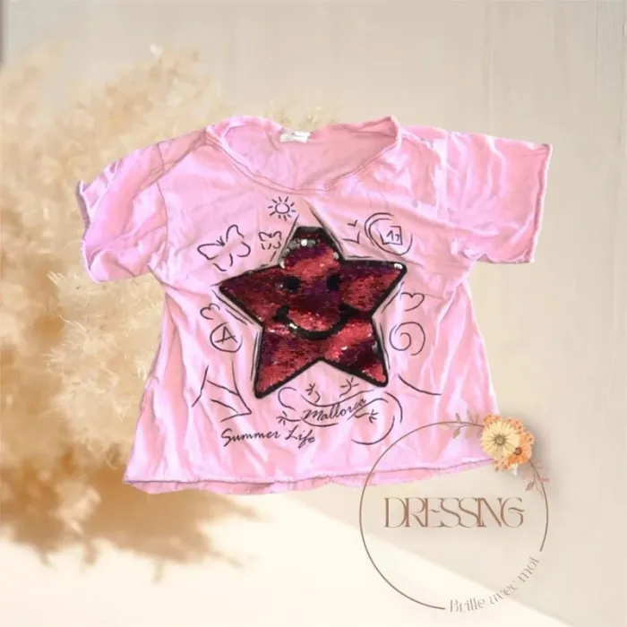 T-shirt étoile sequin 5 ans - photo numéro 2