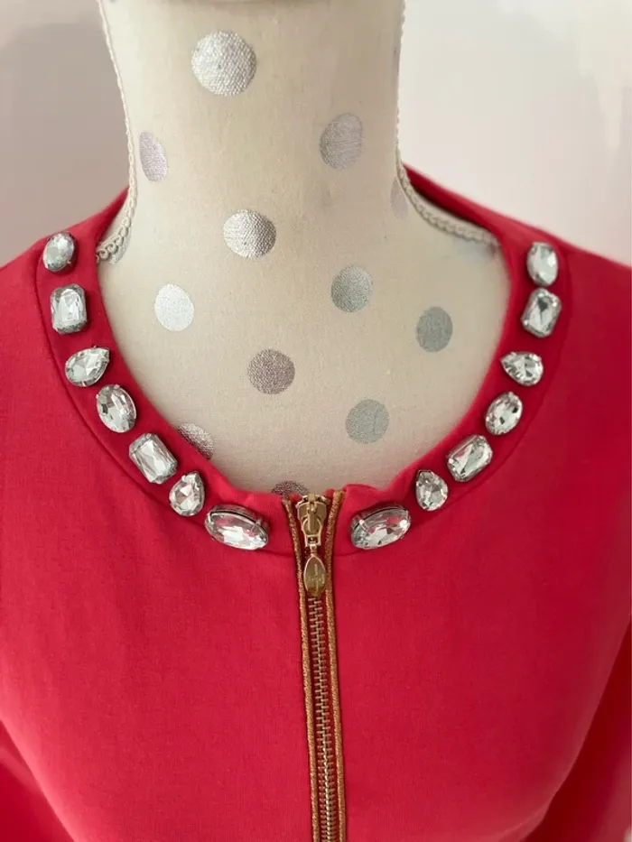 Veste /gilet Versace corail col bijoux taille M neuf - photo numéro 2