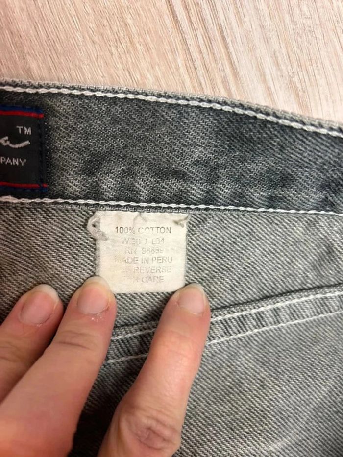 Jean Workwear cargo Carpenter Vintage 100% coton Gris Délavé - Bas Usé - W36- L34 - photo numéro 5