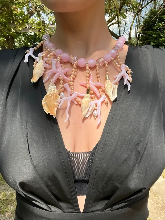 Collier kitsch coquillage verre acier inoxydable Ibiza Summer bohème champêtre Summer capri - photo numéro 3