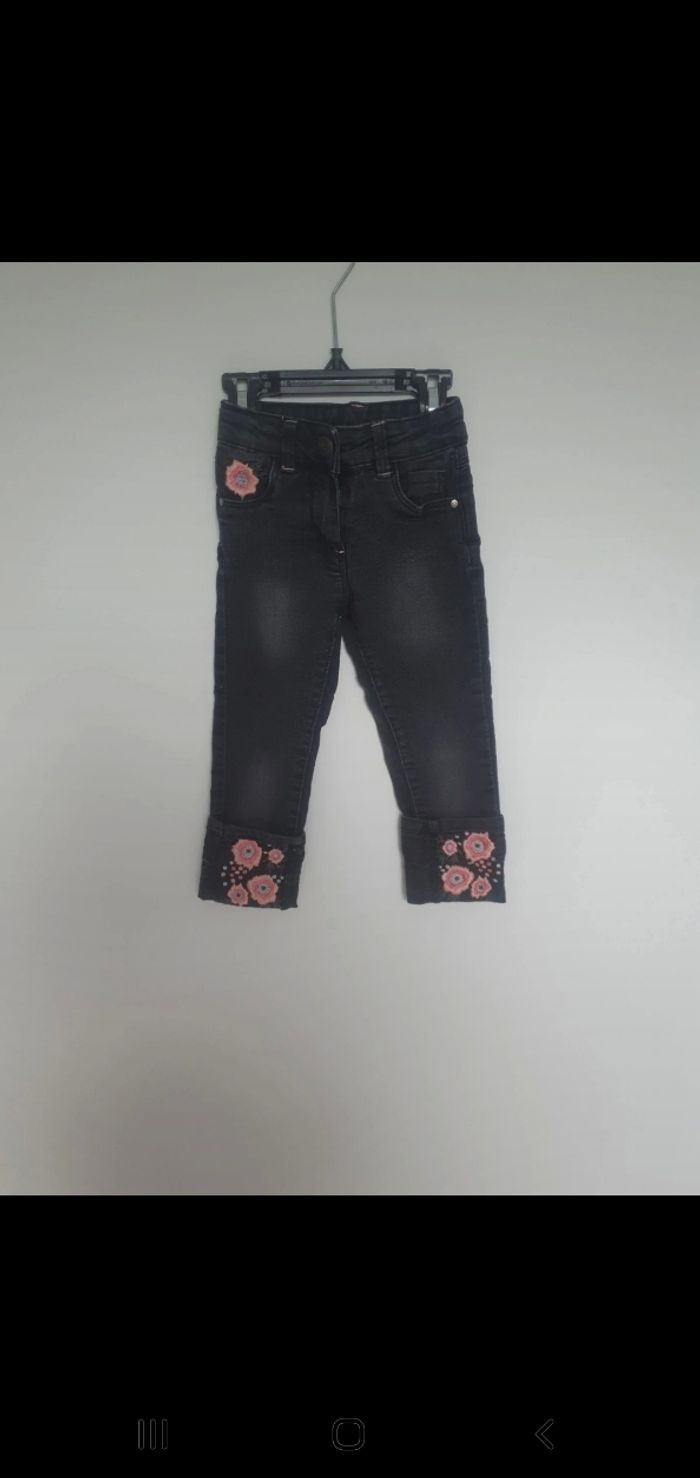 Jeans noir avec broderie fleurs 2 ans orchestra - photo numéro 2