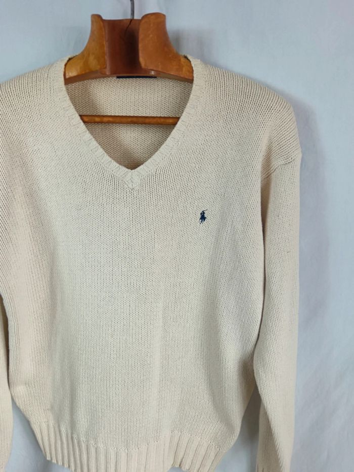 Pull col V Écru | Polo Ralph Lauren | taille M - photo numéro 5