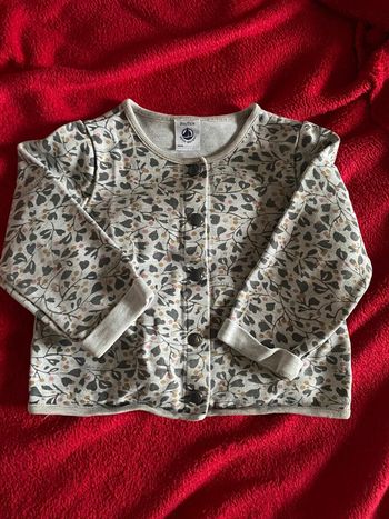 Gilet bébé épais feuillage pressions Petit Bateau 18m