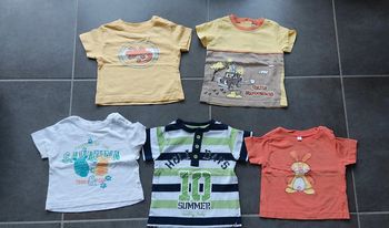 Lot 5 tshirts manches courtes 12 mois