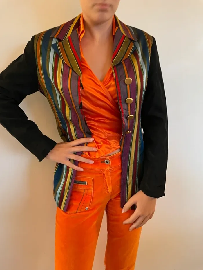 Veste à rayures élégante sombre Tricia Jones 36 - photo numéro 5