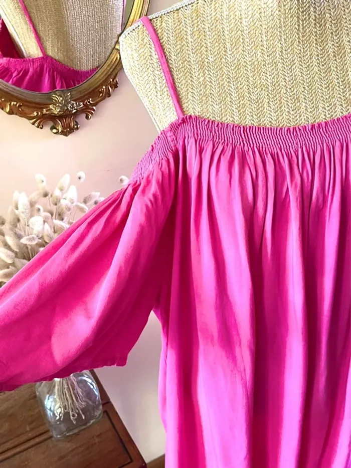 Robe Fluide Rose à Bretelles Robe Style Estival Chic et Confortable Taille M - photo numéro 2