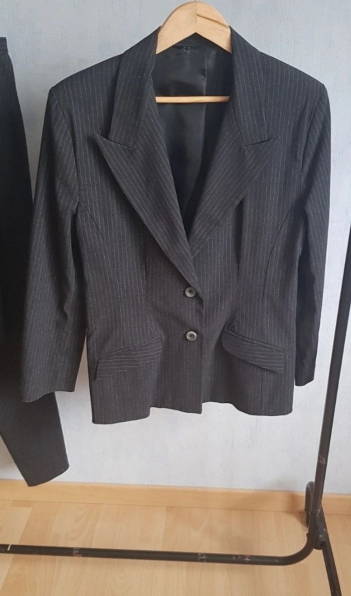 Ensemble tailleur 3 pieces rayé bleu marine - photo numéro 2