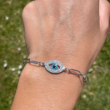 Bracelet Œil de protection en acier inoxydable argenté