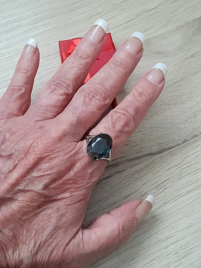 Bague avec grande pierre bleue, style Bohème, taille 60 - photo numéro 5