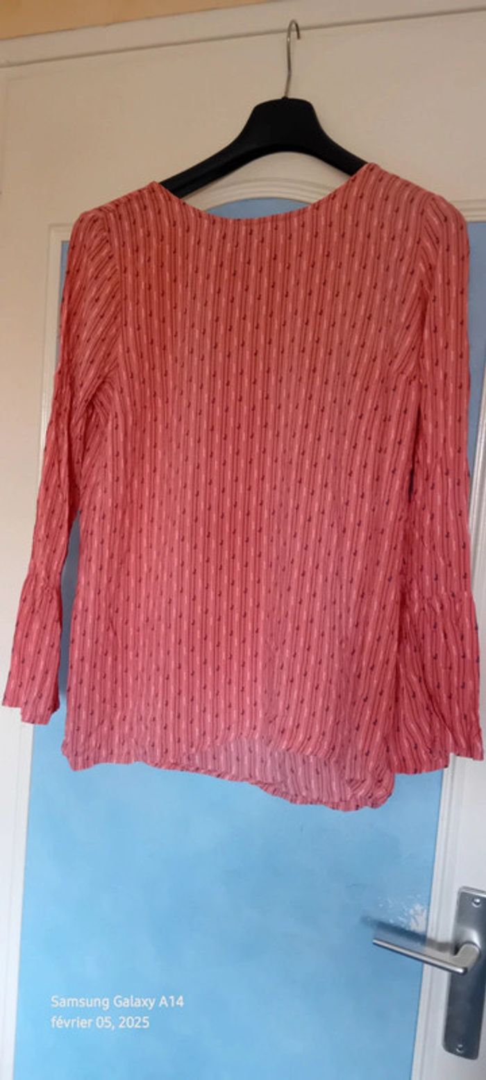 Tunique manches pagodes motif texte corail femme 42 esmara - photo numéro 6