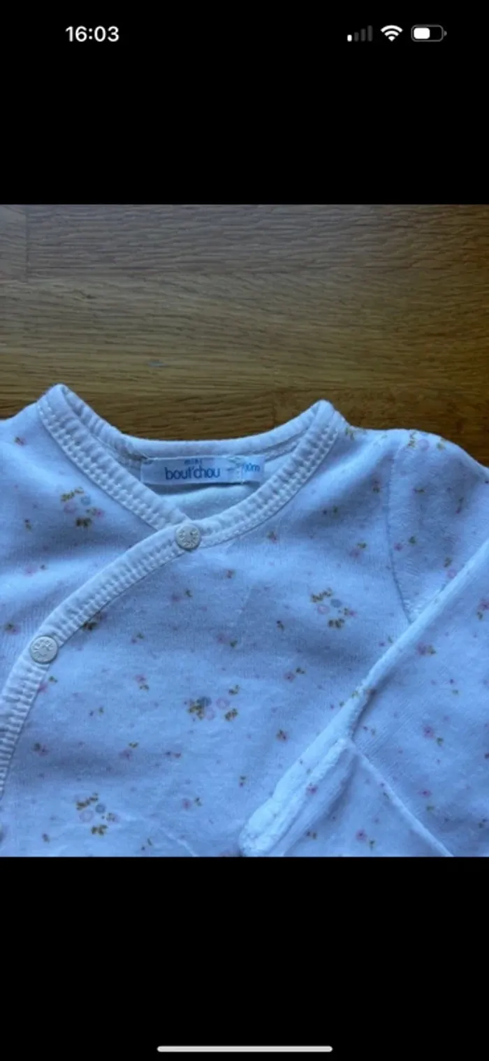 Pyjama velours Bout’chou naissance fille - photo numéro 2