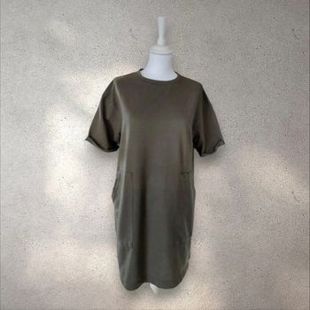 Robe coton vert foncé manches courtes Zara taille S