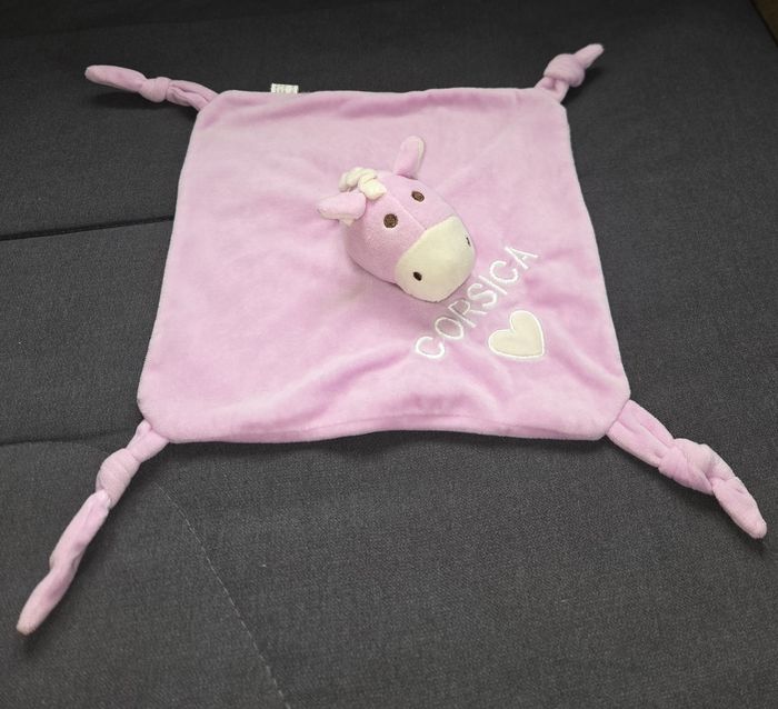 Doudou carré plat mauve âne cheval  - Corsica - Cœur- Entre ciel et Mer