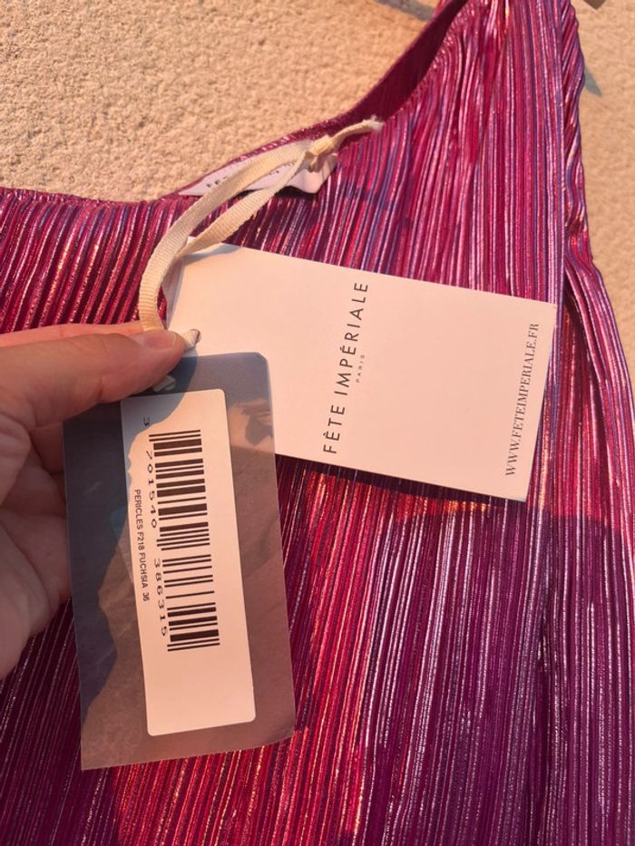 Haut asymétrique rose pailletée - photo numéro 7
