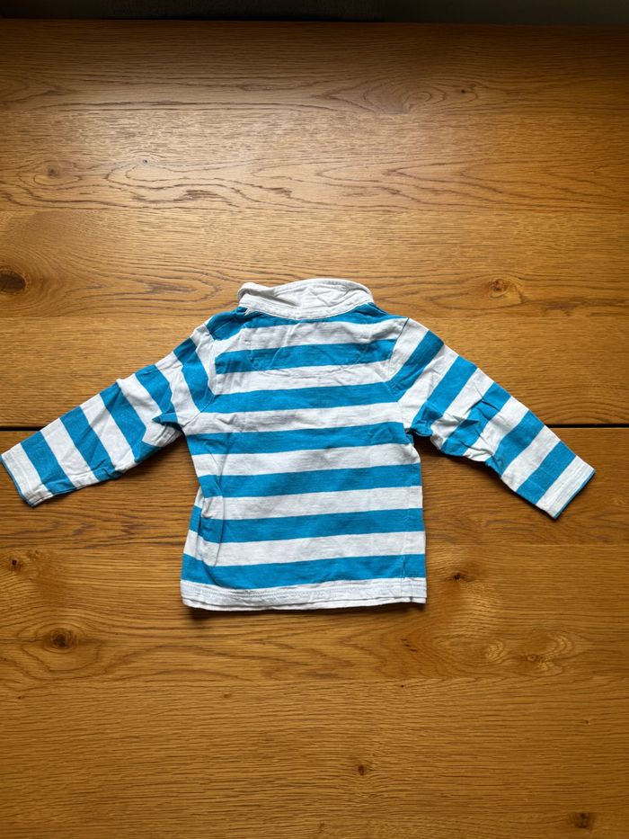 Polo Manches Longues Orchestra 18 Mois Blanc et Bleu – Tache au Col – Réduction sur Lot - photo numéro 3