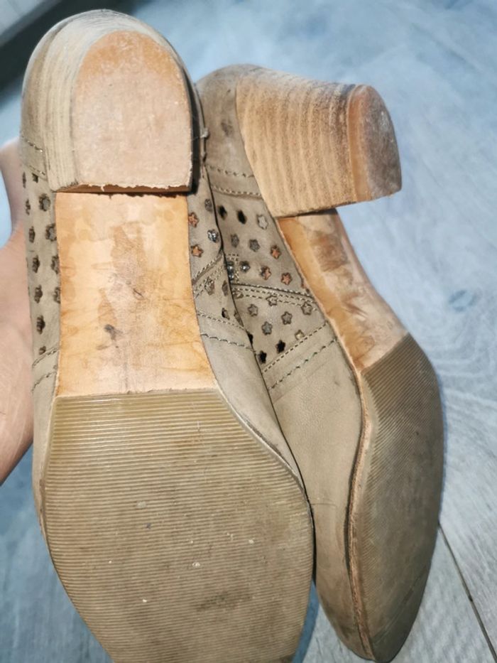Bottines en cuir beiges / Colisée Paris - photo numéro 6