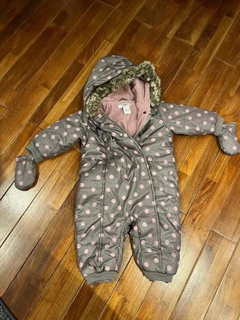 Combinaison pilote Cocoon la redoute 9 mois gris à pois rose