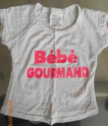 Tee-shirt fille 6-9 mois manches courtes / Gourmande