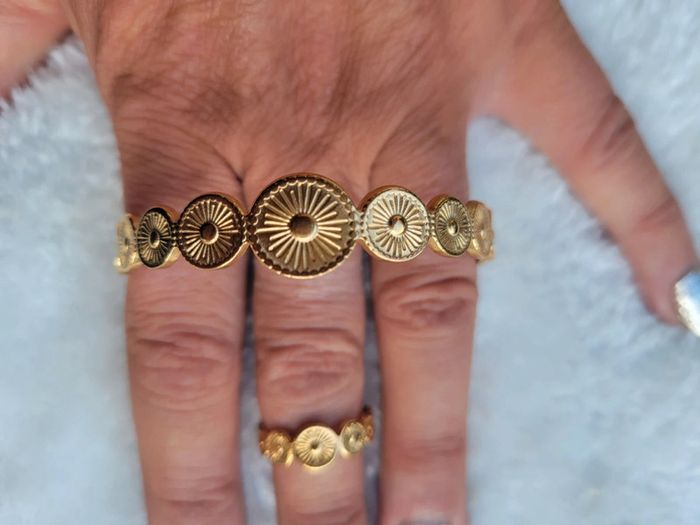 Bracelet et bague soleil d été acier gold - photo numéro 3