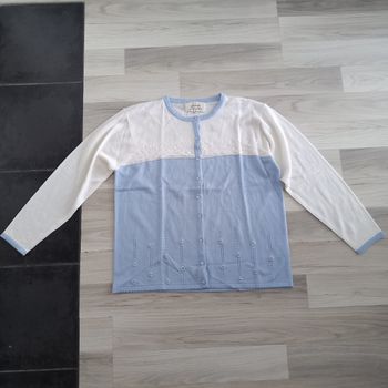 Gilet femme blanc et bleu Angela Baraldi taille M