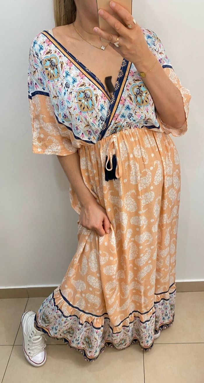 Jolie Robe Longue Imprimée Pashmina Taille L - photo numéro 2