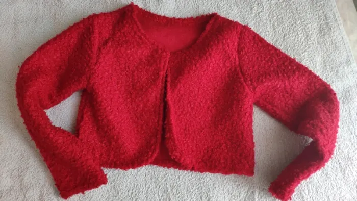 Belle robe noir et blanche avec son gilet rouge - photo numéro 4