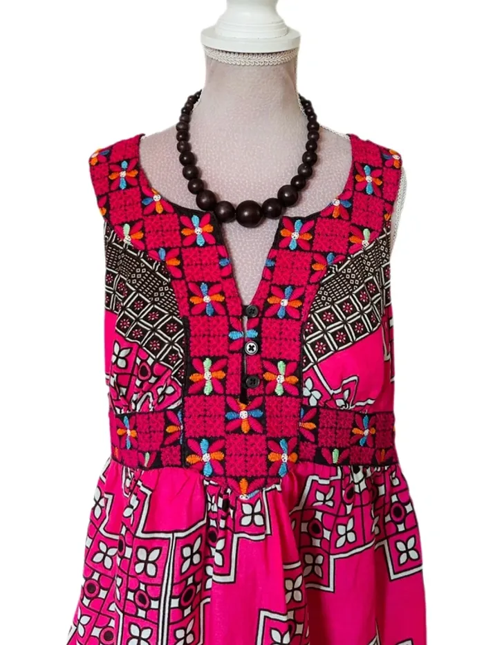 🌸🌿Blouse tunique made in India vintage 2000 H&M inspiration 70s Boho hippie style sleeveless tunic🌿🌺 - photo numéro 2