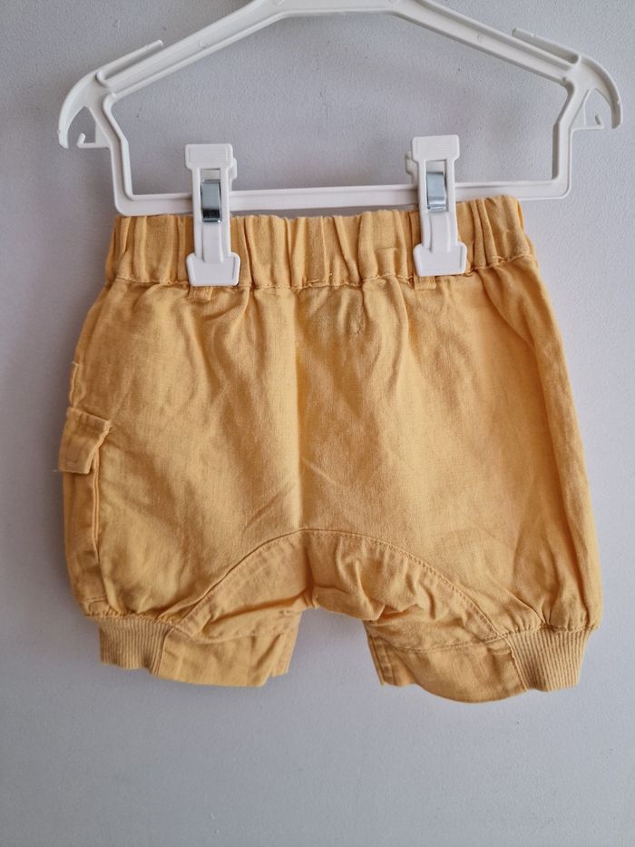 Short en lin moutarde bébé mixte 9 mois vert baudet - photo numéro 2