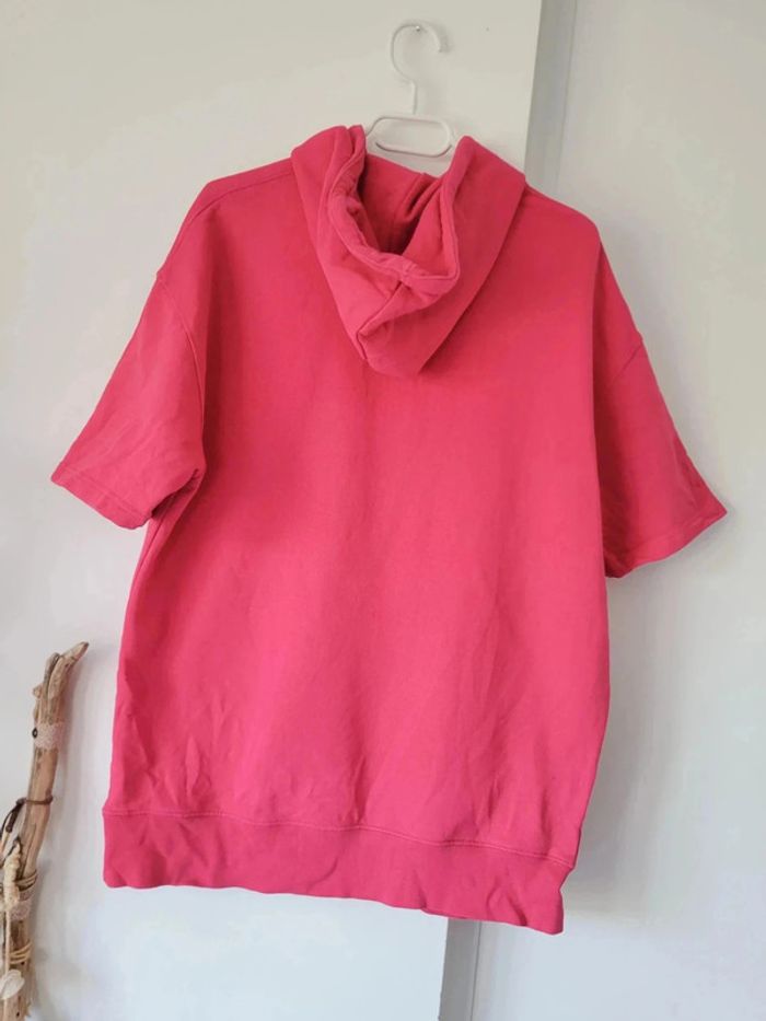 Sweat à Capuche Manches Courtes rose Femme Zara – Taille M - photo numéro 3
