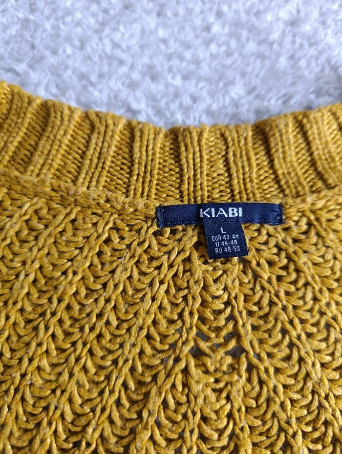 pull moutarde en maille kiabi – taille L - photo numéro 3