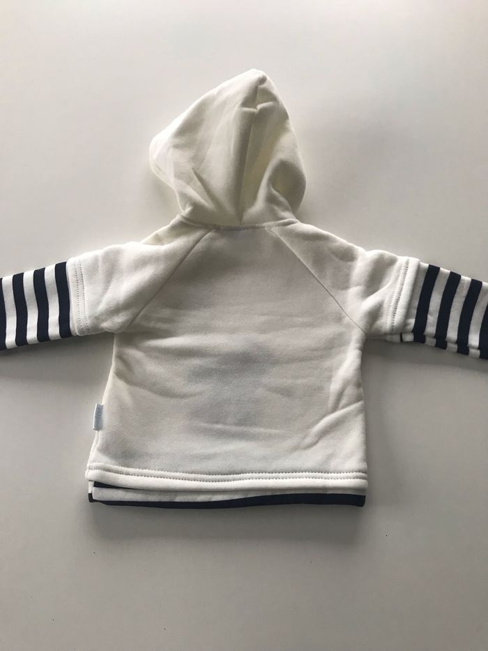 Sweat bébé polaire blanc à capuche 6 mois - photo numéro 3