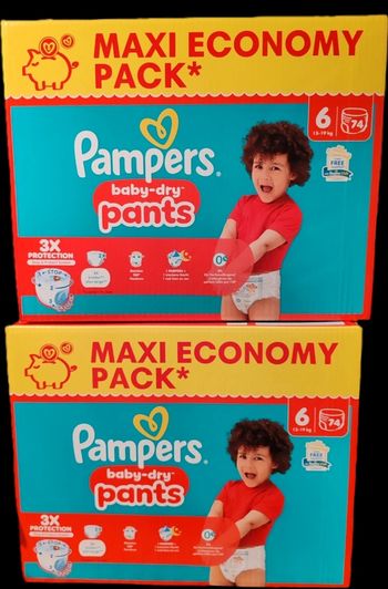 2 cartons couches culotte pampers taille 6