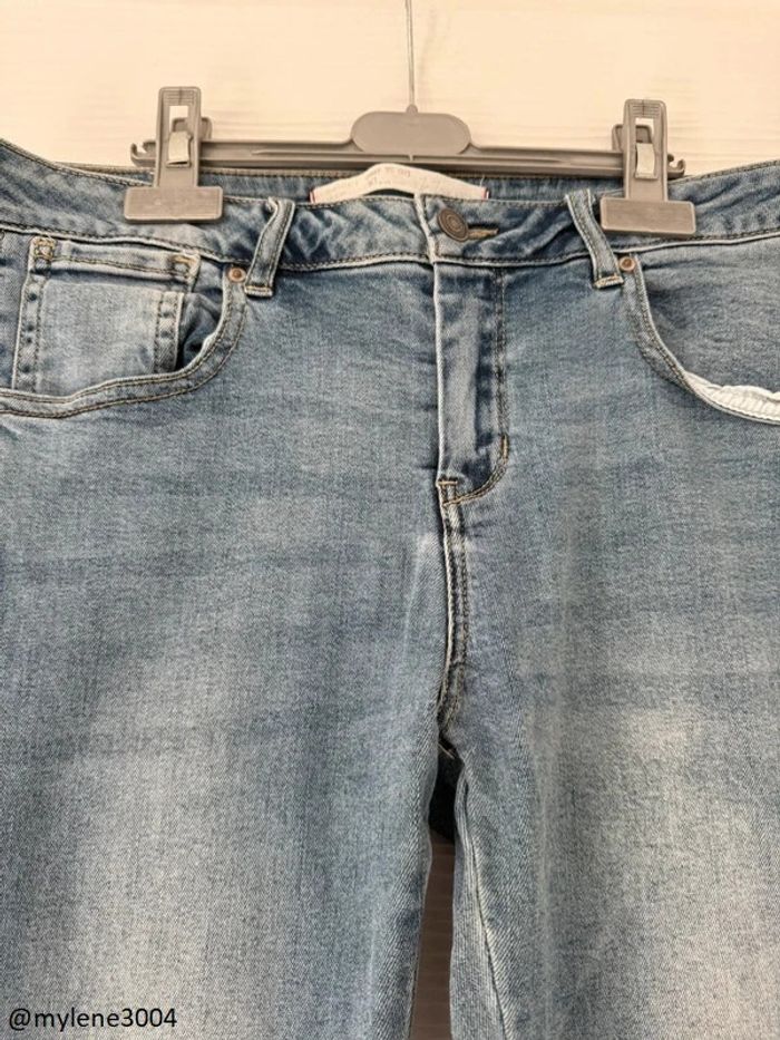 Jean slim skinny droit bleu clair brut uni basique simple - photo numéro 3