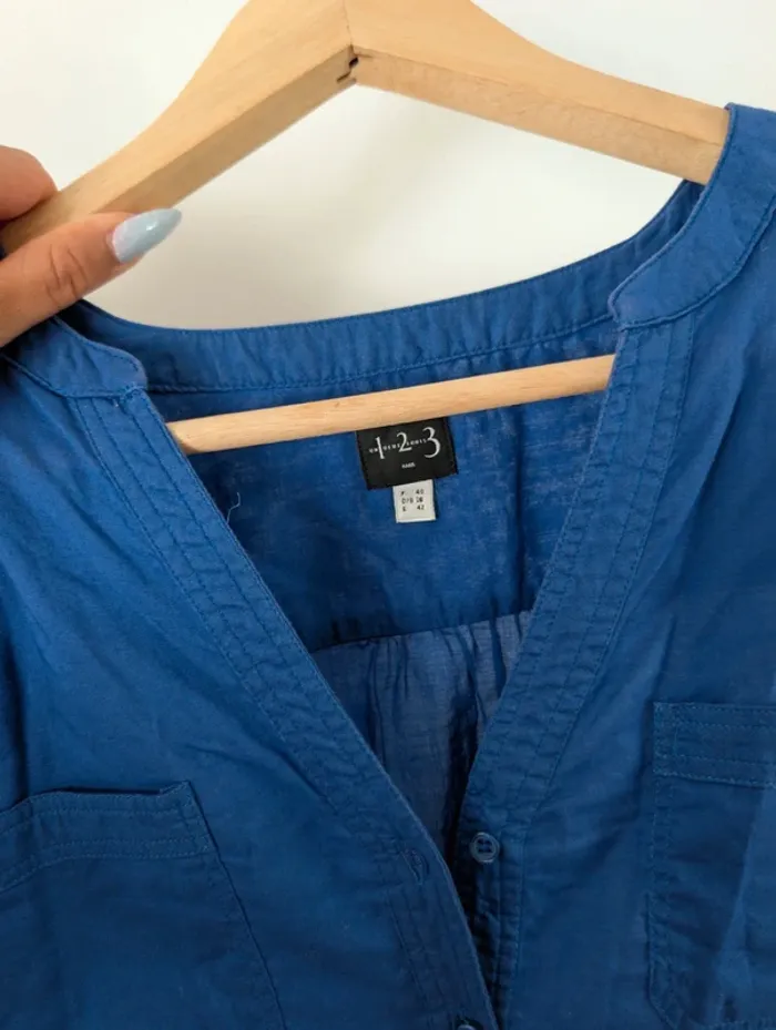 Blouse légère en coton bleu électrique moderne minimaliste 123 taille 40 - photo numéro 6