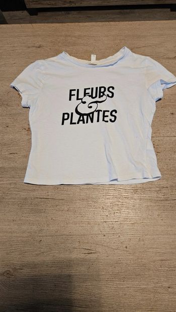 Croc top blanc à manches courtes, H&M, taille S, peu mis