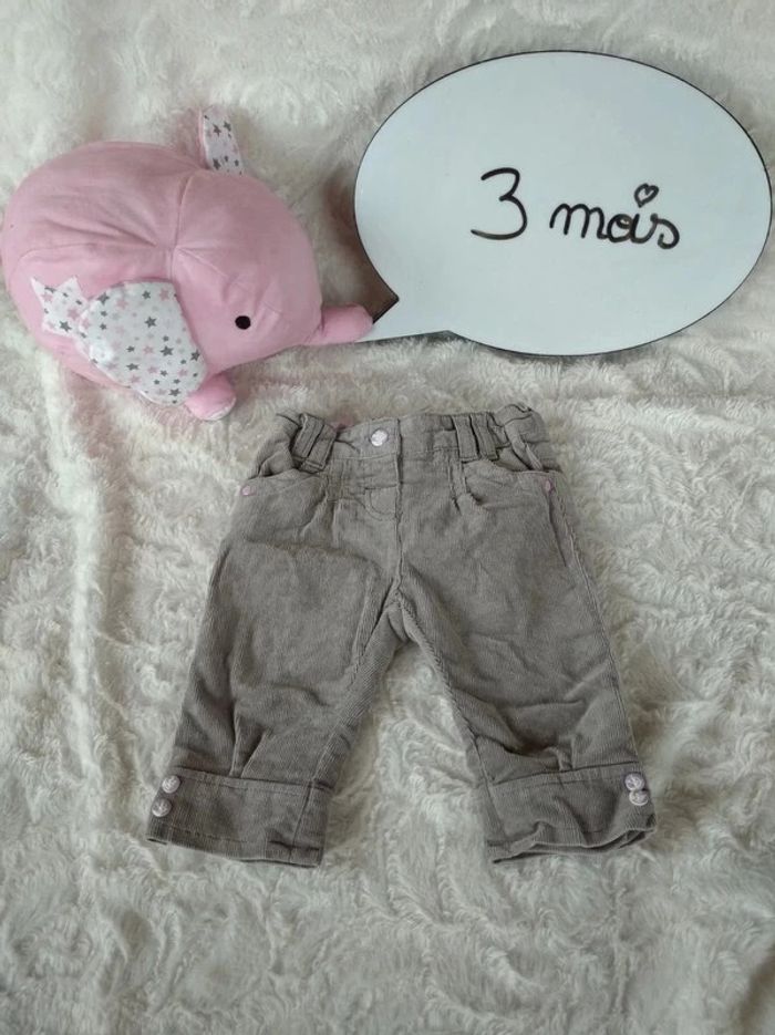 Pantalon velours Fille 3 mois Biche Baby club