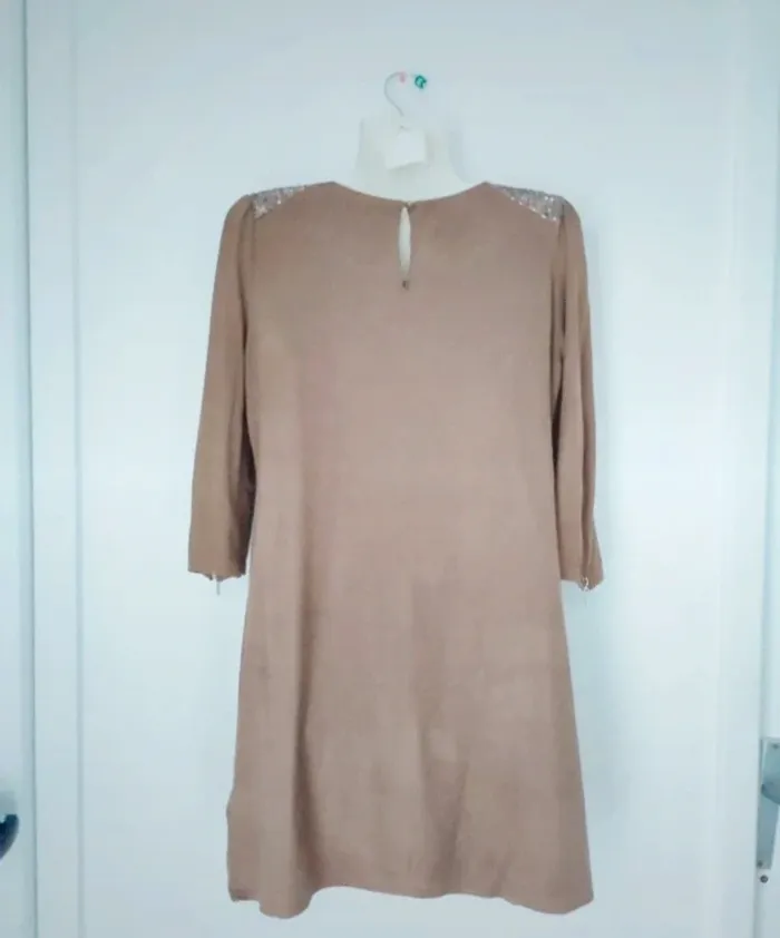 Robe daim avec clou et strass manches trois quart femme c - photo numéro 5