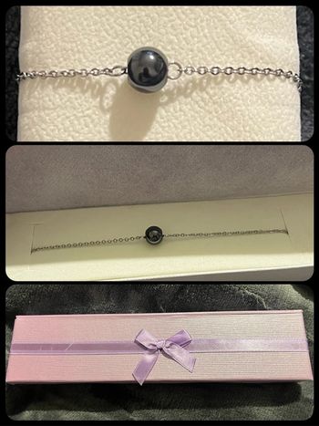 Bracelet acier inoxydable avec perle neuf dans sa boîte