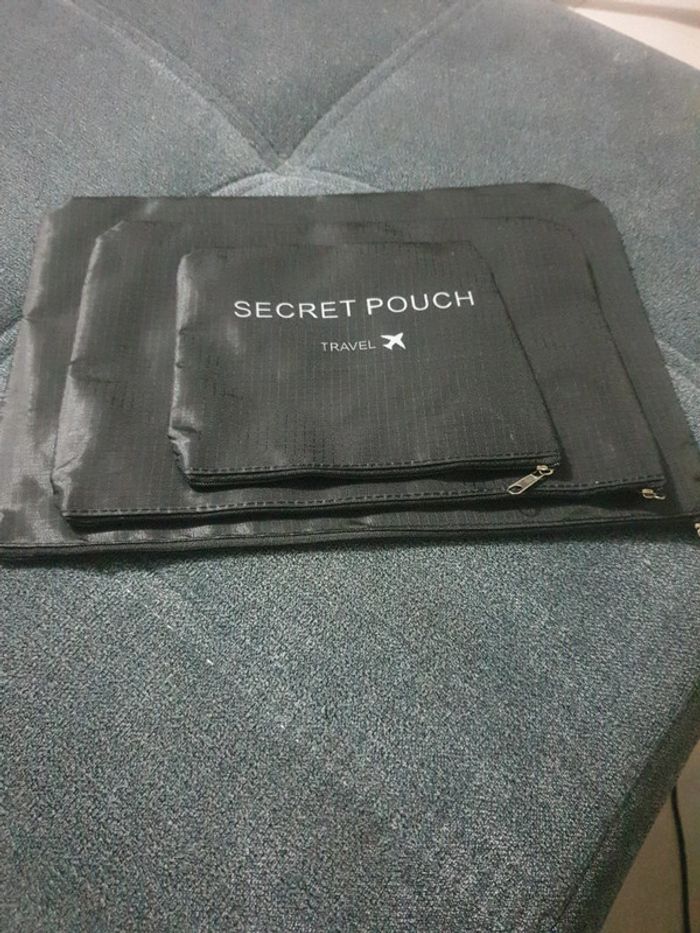 Neuf lot de 3 pochette zippées de voyage noir - photo numéro 4