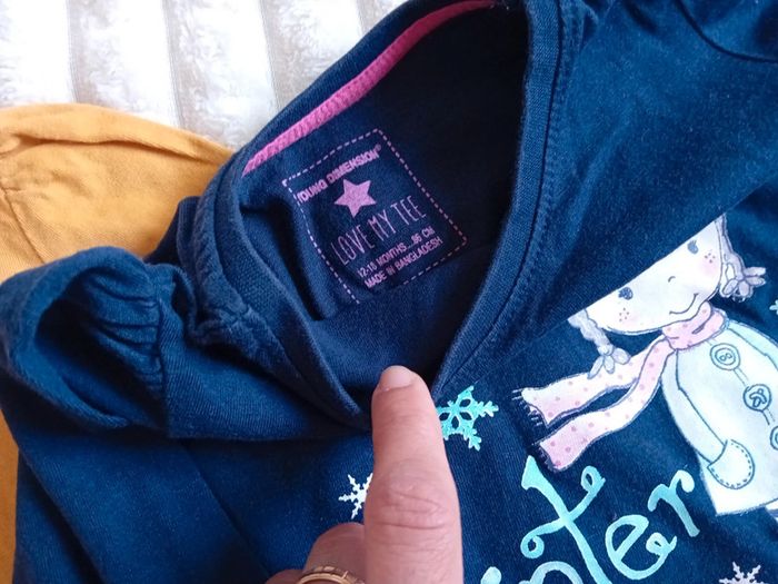 Lot 2 Tshirt ML fille 12/18mois 🌼💙 - photo numéro 3