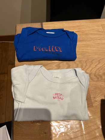 Lot 2 bodies manches longues 3 mois Petit Bateau