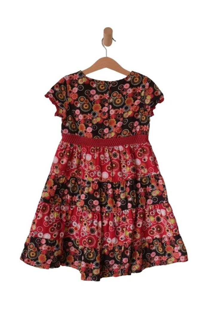 Robe d’hiver à manches courtes, en velours côtelé motif fleuri - Palomino 7 ans (122cm) - photo numéro 2