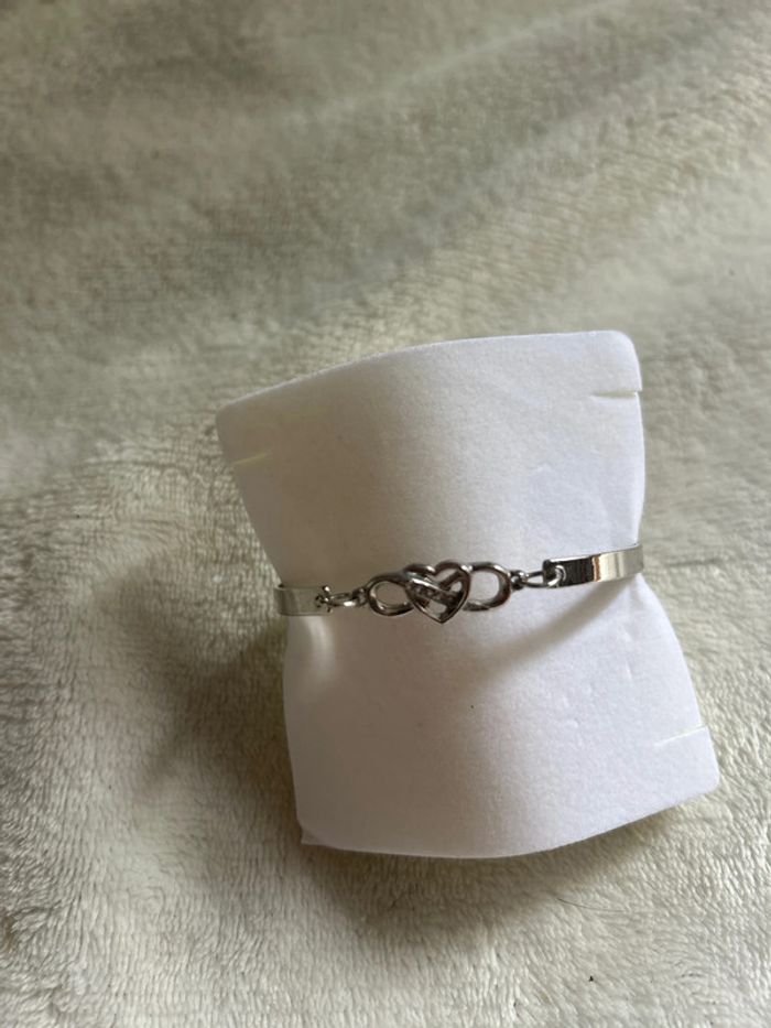 bracelet cœur avec diamant, magnifique idéal pour offrir en argent - photo numéro 2