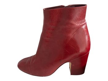 Bottine en cuir rouge Zara à talons carré taille 38